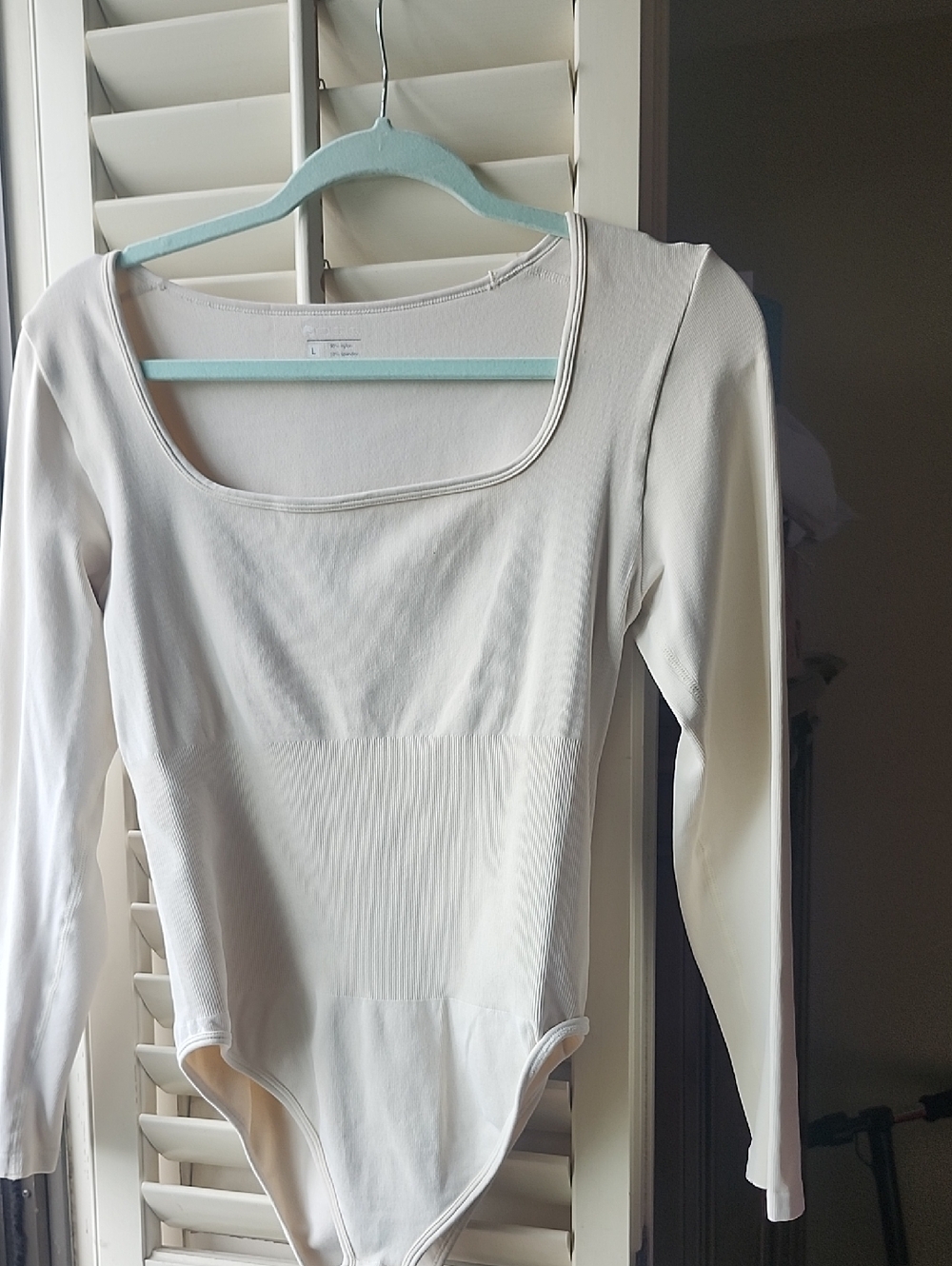 Women's Long Sleeve Scoop Neck Bodysuit - White